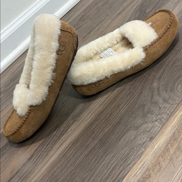 UGG WOMENS GRANTT SUEDEN CHESTNUT BROWN WOOL LOAFER SLIPERS SIZE 7 - Picture 6 of 7